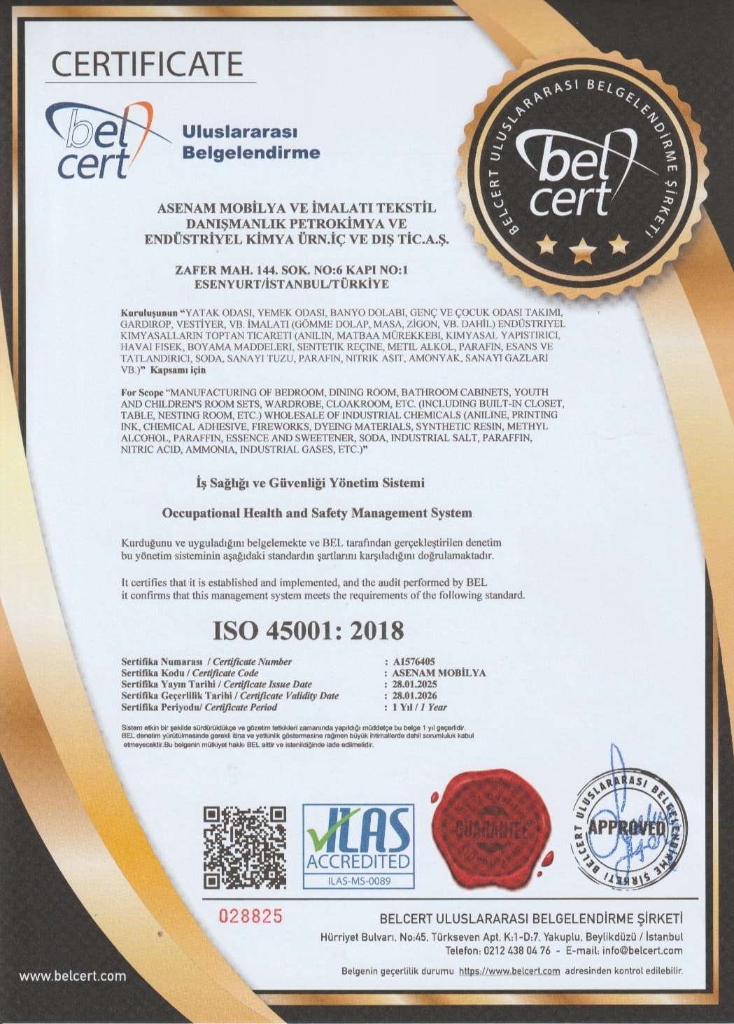 ISO 45001 : 2018 Standart Sertifikası